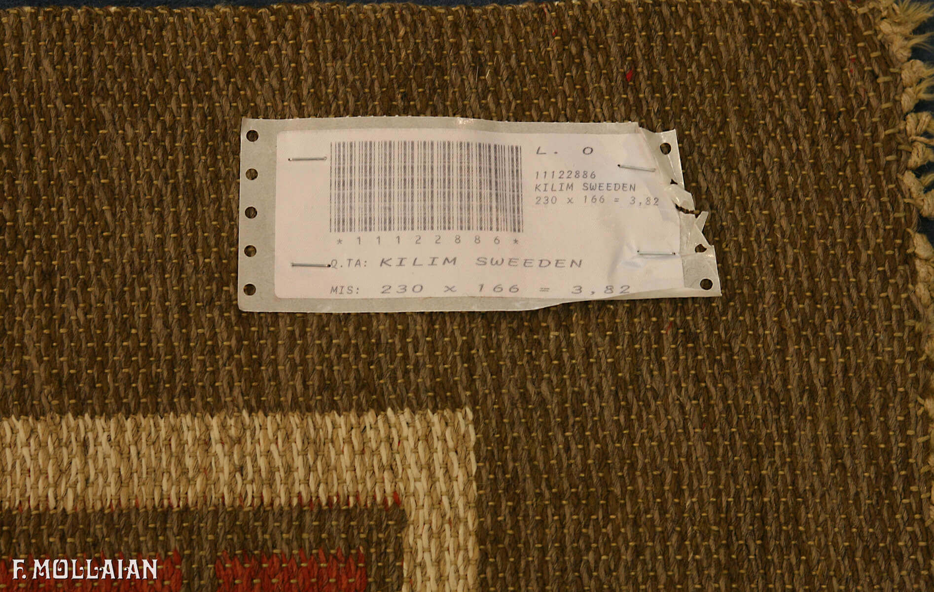 Semi-Antique Swedish Double Face Kilim (230x166 cm)